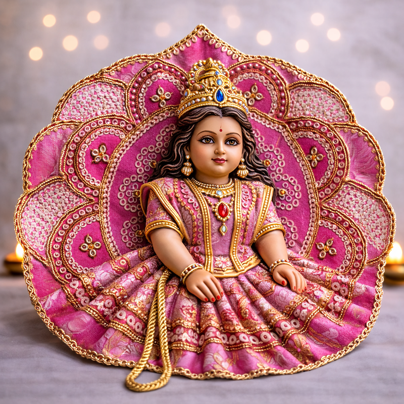 Pink Bandhani Petal Laddu Gopal Poshak – Size 1