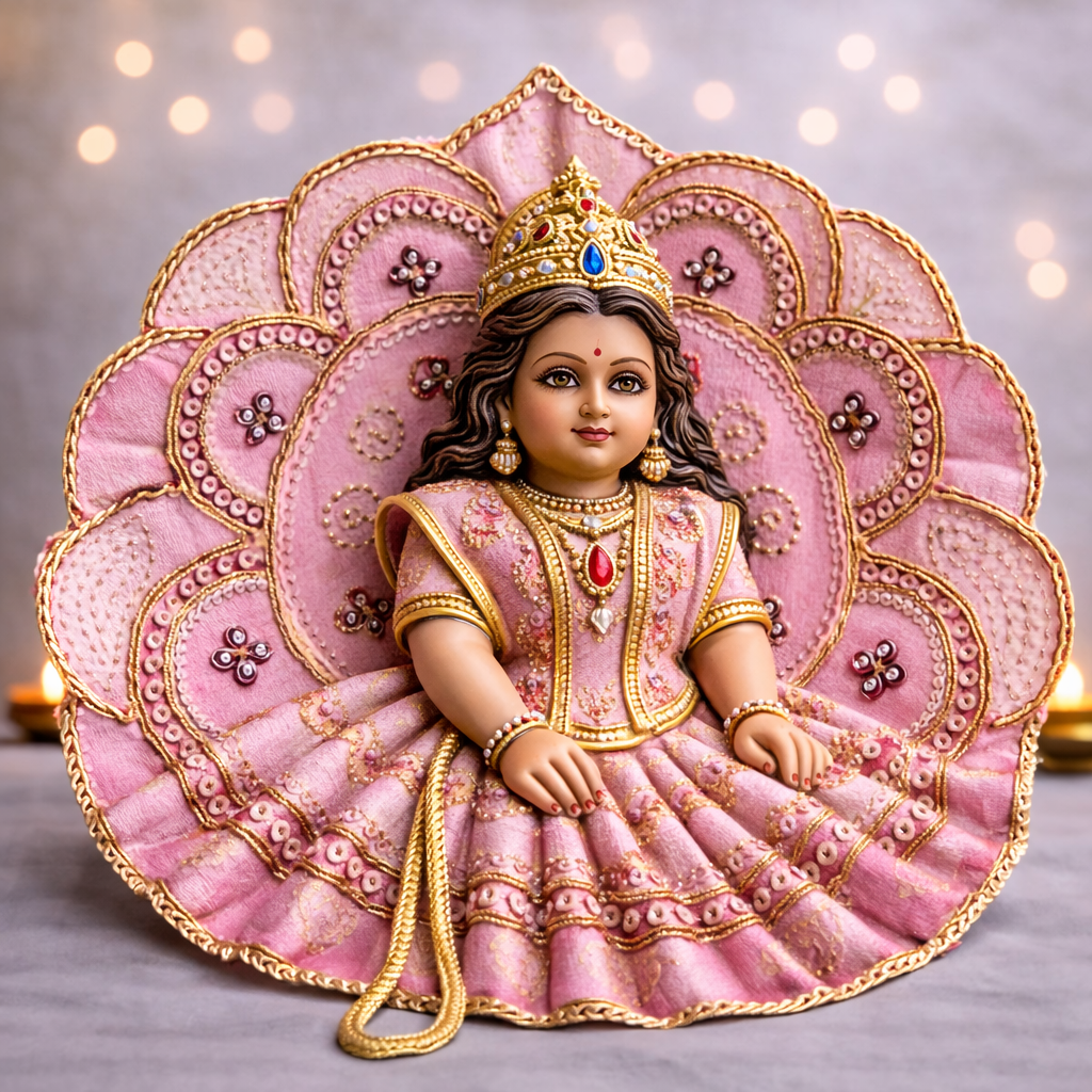 Pink Bandhani Petal Laddu Gopal Poshak – Size 1