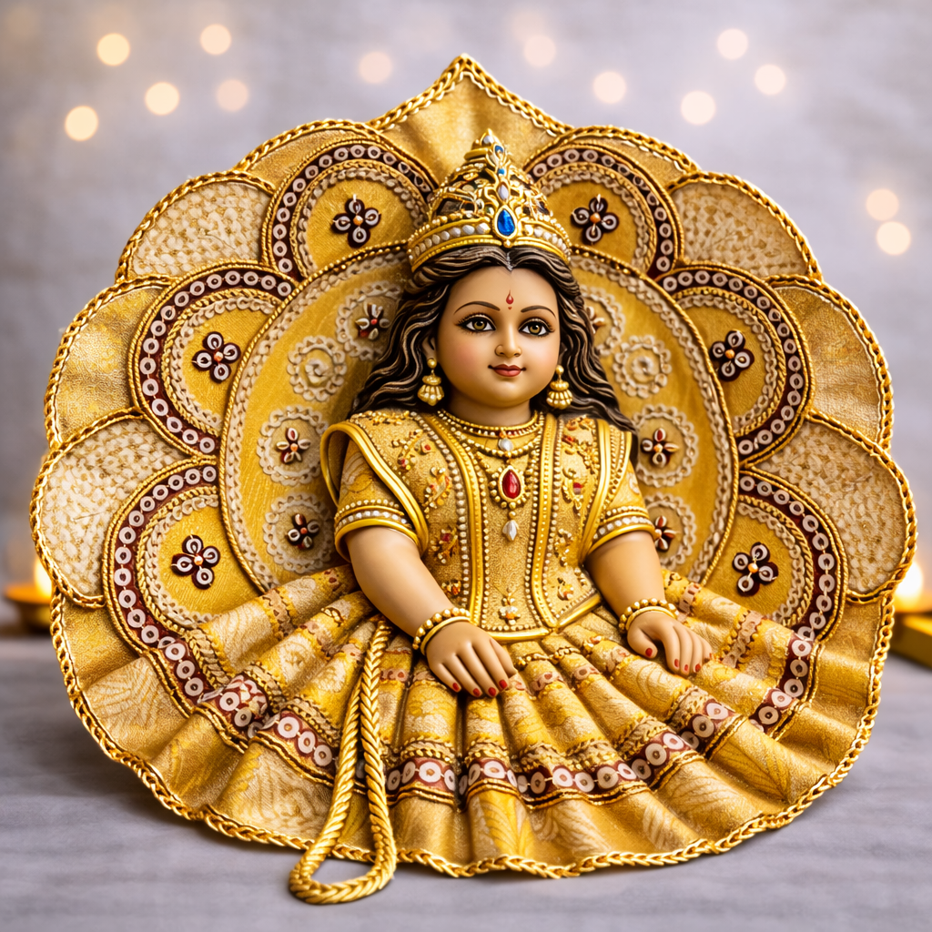 Pink Bandhani Petal Laddu Gopal Poshak – Size 1