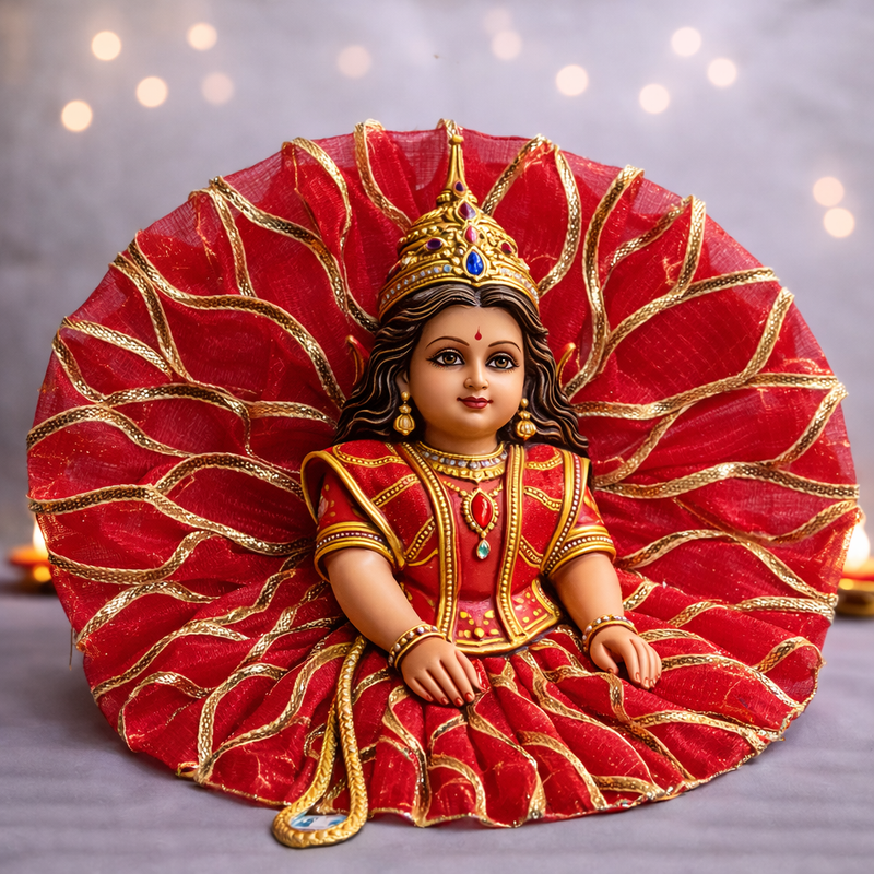 Red Gold Wave Laddu Gopal Poshak – Size 1