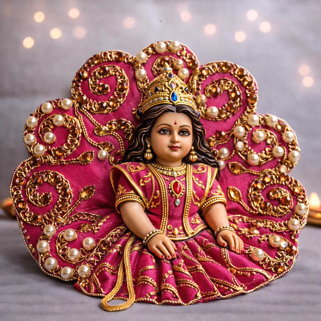 Magenta Pearl Swirl Laddu Gopal Poshak – Size 1