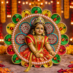 Multicolour Floral Crystal Laddu Gopal Poshak – Size 1