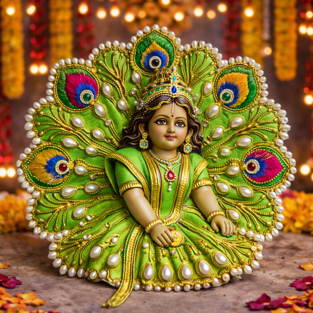 Pink Peacock Pearl Laddu Gopal Poshak – Size 1