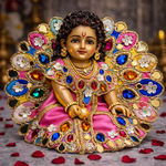 Aqua Pink Emerald Mirror Laddu Gopal Poshak – Size 2