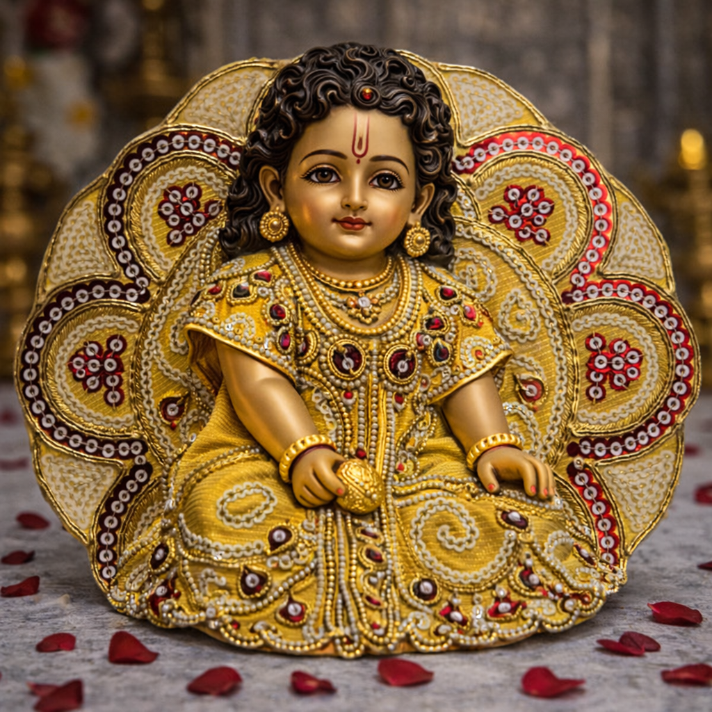 Blush Pink Paisley Embroidered Laddu Gopal Poshak – Size 2