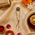 Kundan Topaz Rakhi with Pearl Drop Lumba for Brother – view 2
