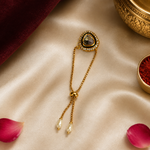 Kundan Topaz Rakhi with Pearl Drop Lumba for Brother