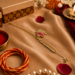 Peacock Kundan Bracelet Rakhi with Pearl Accents for Brother