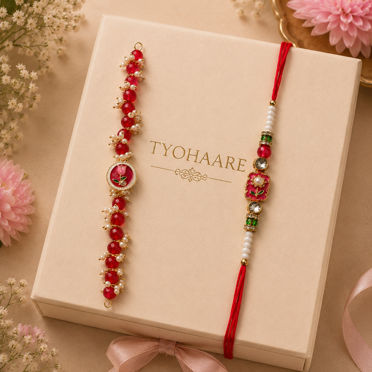 Handcrafted Beaded Rakhi for Brother | Silk Thread & Stone Embellished | Pack of 1