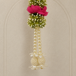 Fuchsia Rose Pearl Floral Hanging - detail view
