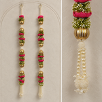 Fuchsia Rose Pearl Floral Hanging - detail view