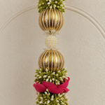 Fuchsia Rose Pearl Floral Hanging - detail view