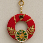 Red Shubh Labh Wreath Hanging - detail view