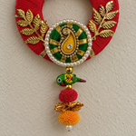 Red Shubh Labh Wreath Hanging - detail view