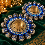 Neel Pearl Mirror Tealight Holders – Pair - Zoom detail