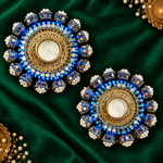 Neel Pearl Mirror Tealight Holders – Pair - Top view