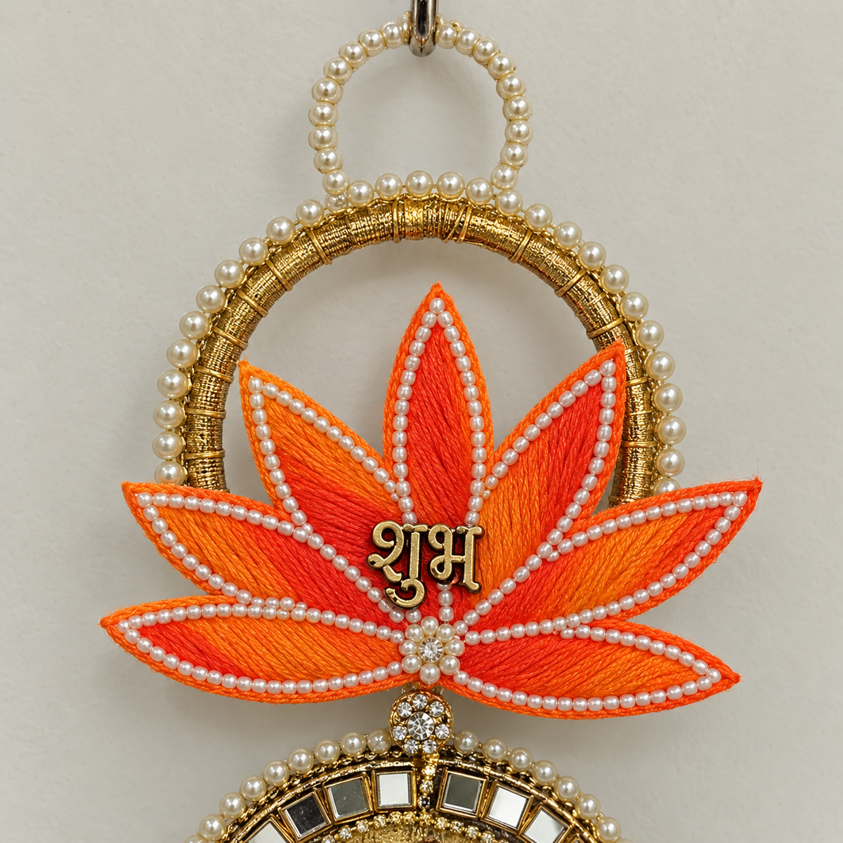 Orange Shubh Labh Ganesha Hanging - detail view