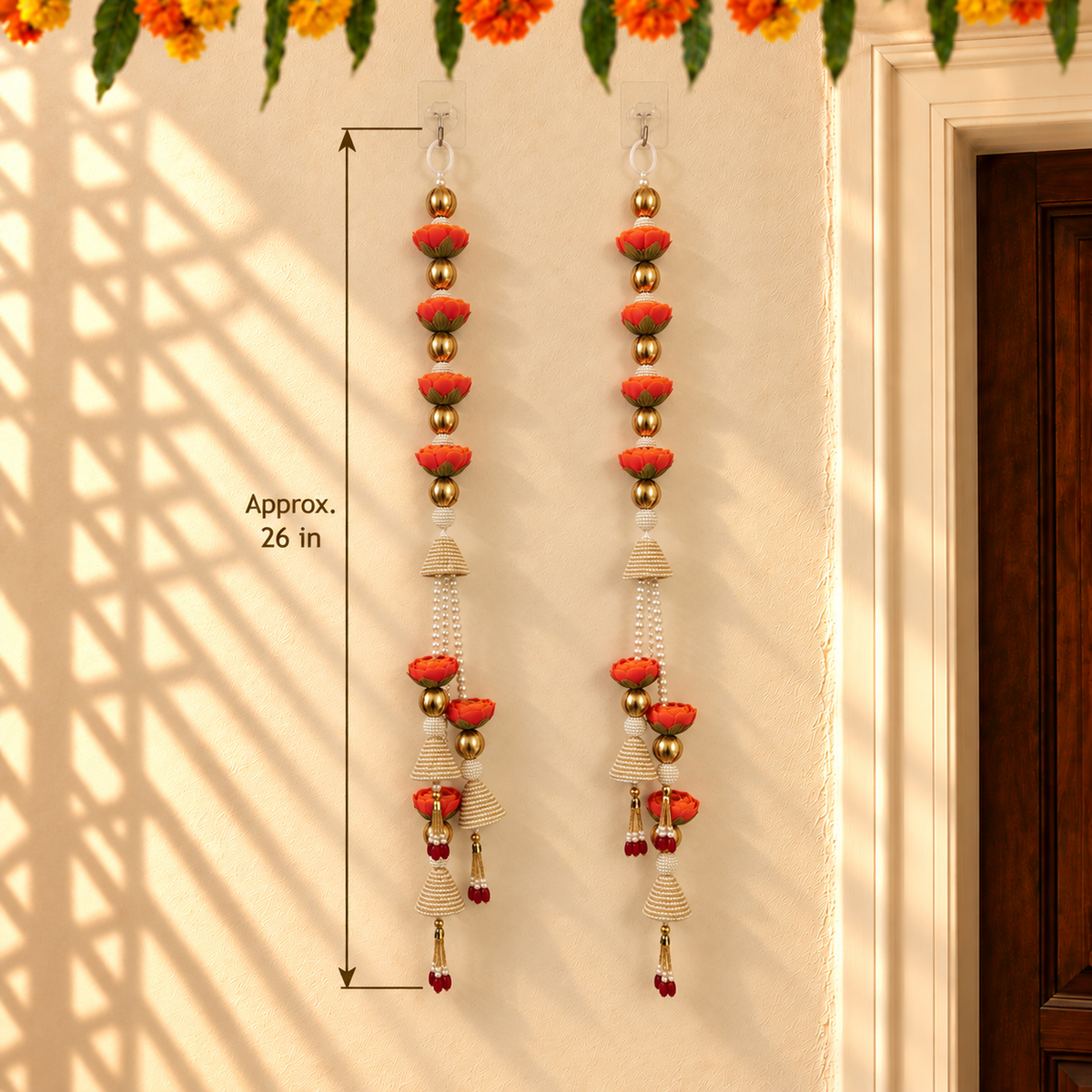 Kesari Floral Pearl Hanging - detail view