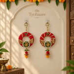Red Shubh Labh Wreath Hanging - detail view