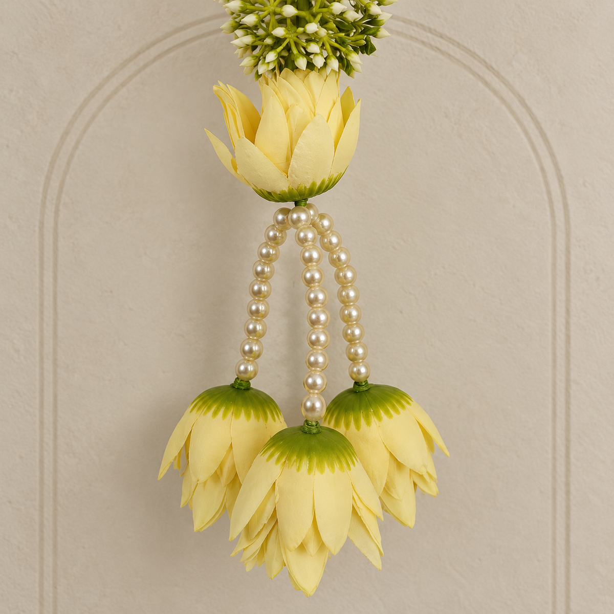 Yellow Lotus Pearl Hanging - detail view