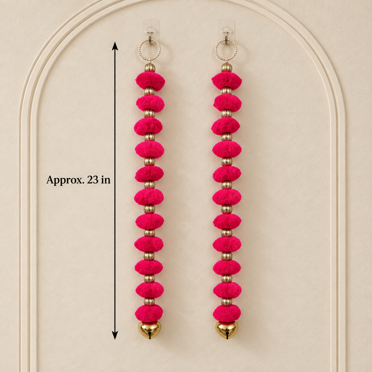 Gulabi Pom-Pom Bell Hanging - detail view