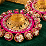 Rani Gulab Pearl Mirror Tealight Holders – Pair - Zoom detail