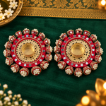 Rakt Gulab Pearl Mirror Tealight Holders – Pair - Top view