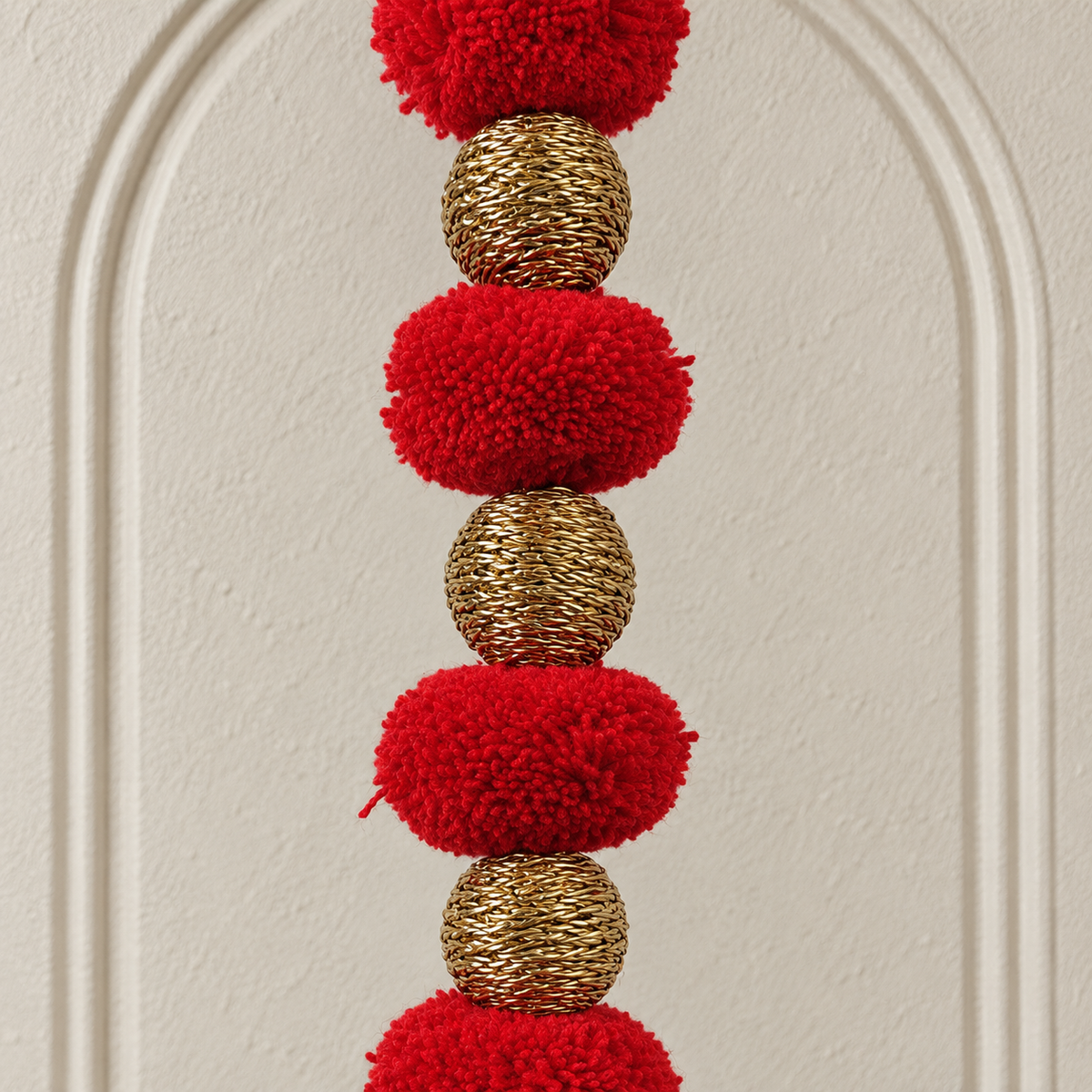 Laal Pom-Pom Bell Hanging - detail view