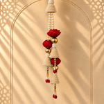 Crimson Floral Pearl Hanging - detail view