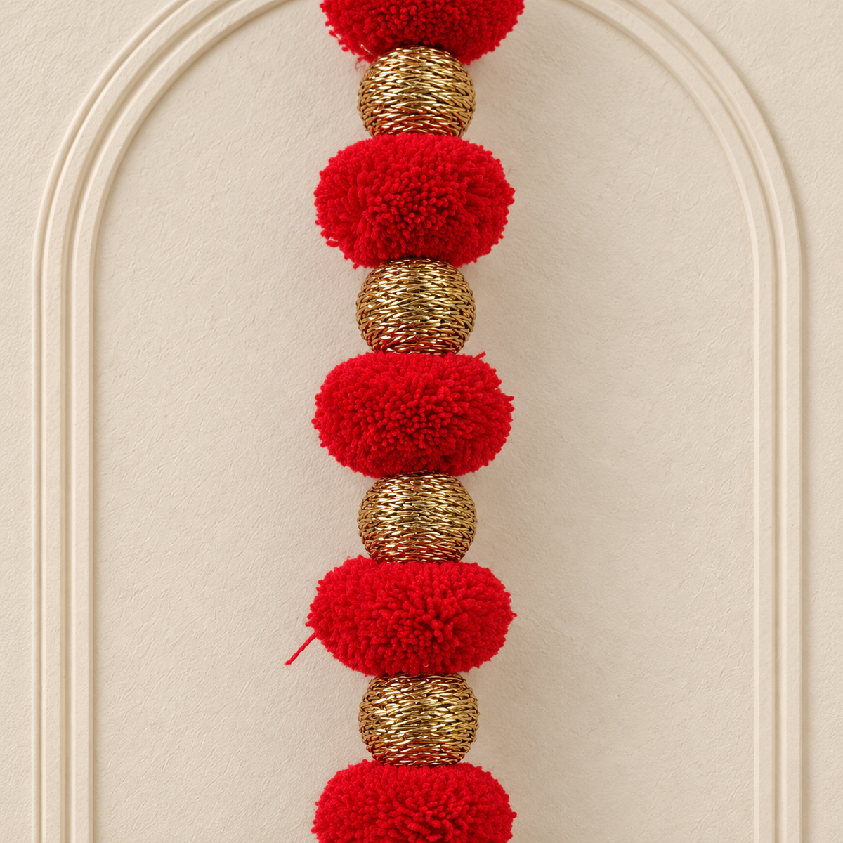 Laal Pom-Pom Bell Hanging - detail view