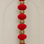 Long Red Pom-Pom Festive Hanging - detail view