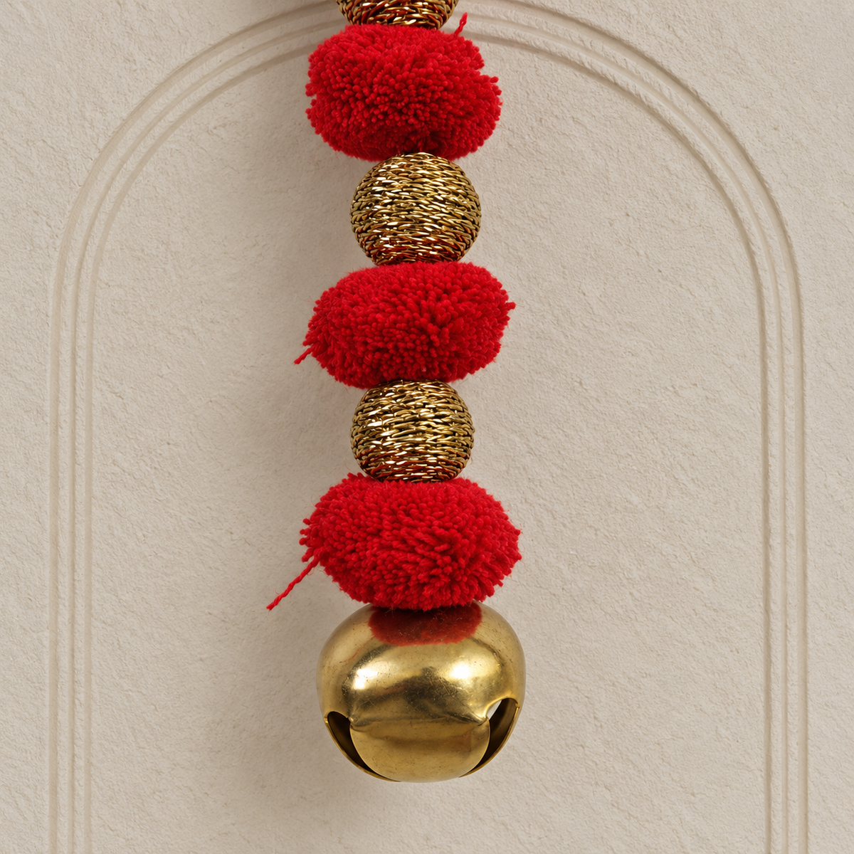 Laal Pom-Pom Bell Hanging - detail view