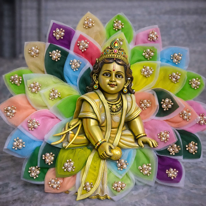 Multicolour Petal Pearl Laddu Gopal Poshak – Size 0