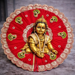 Red Paisley Gold Lace Laddu Gopal Poshak – Size 0