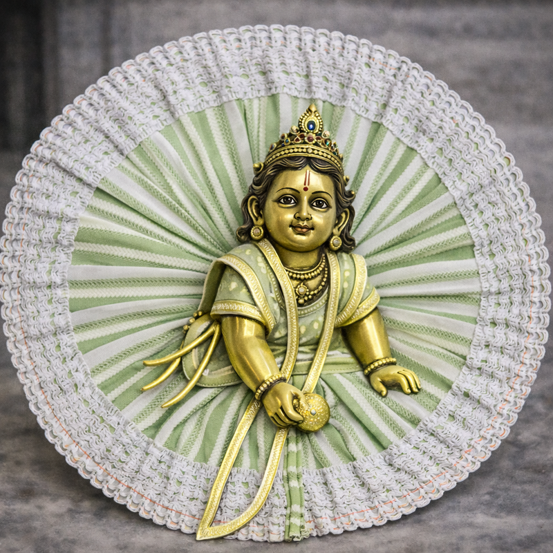 Mint Green White Striped Lace Laddu Gopal Poshak – Size 0