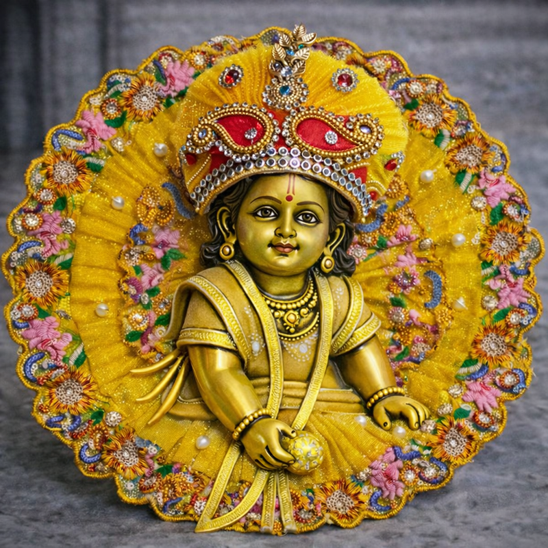 Yellow Floral Embroidered Laddu Gopal Poshak – Size 0