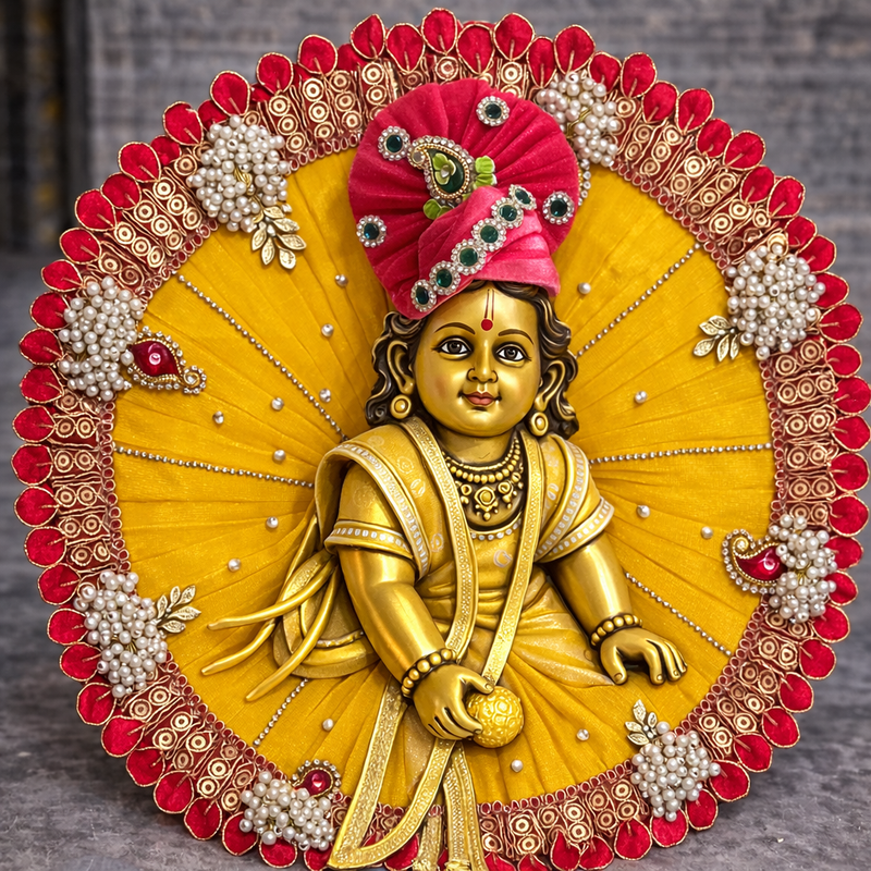 Yellow Red Pearl Paisley Laddu Gopal Poshak – Size 0
