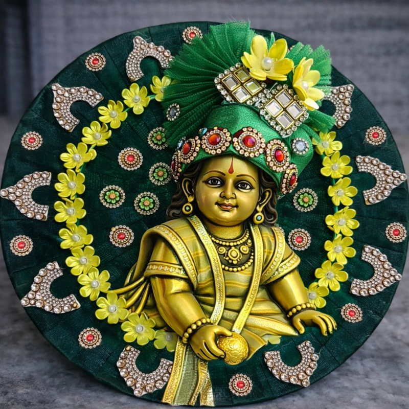 Emerald Green Yellow Floral Laddu Gopal Poshak – Size 0