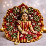 Red Green Floral Kundan Laddu Gopal Poshak – Size 1