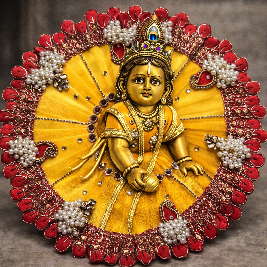 Yellow Pearl Paisley Laddu Gopal Poshak – Size 6