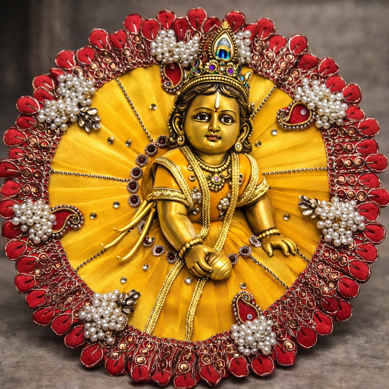Yellow Pearl Paisley Laddu Gopal Poshak – Size 6