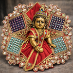 Red Kundan Mirror Work Laddu Gopal Poshak – Size 6