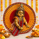 Yellow & Maroon Traditional Pleated Laddu Gopal Poshak – Size 6