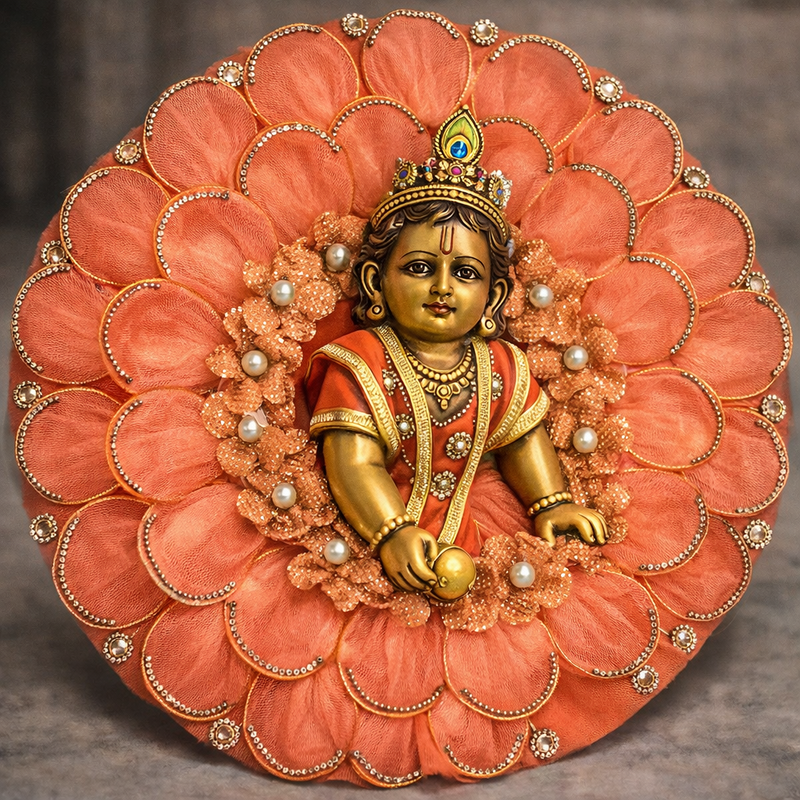 Peach Petal Pearl Laddu Gopal Poshak – Size 6