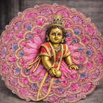 Pink Layered Fan Embroidered Laddu Gopal Poshak – Size 6