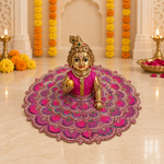 Rani Pink Multicolour Scalloped Laddu Gopal Poshak – Size 6 – Front View