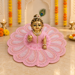 Baby Pink Pearl Petal Lace Laddu Gopal Poshak – Size 6 – Front View