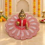 Red Bodice Blush Pearl Petal Lace Laddu Gopal Poshak – Size 6 – Front View