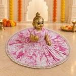 Rani Pink Leaf Print Silver Lace Laddu Gopal Poshak – Size 6 – Angled View