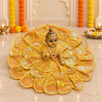 Sunshine Yellow Layered Organza Petal Laddu Gopal Poshak – Size 6 – Angled View